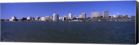 Framed Skyscrapers along a lake, Lake Merritt, Oakland, California, USA Print