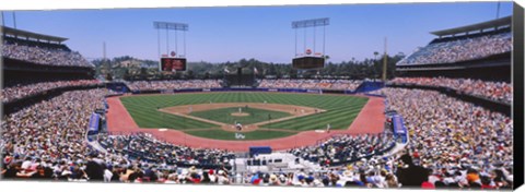 Framed Spectators watching a baseball match, Dodgers vs. Yankees, Dodger Stadium, City of Los Angeles, California, USA Print