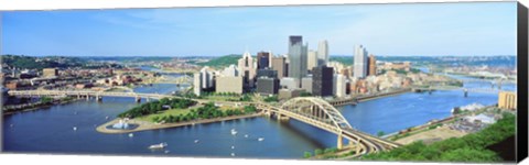 Framed Daytime Skyline With The Alleghany River, Pittsburgh, Pennsylvania, USA Print