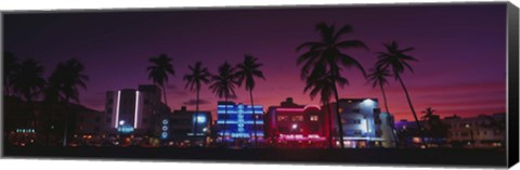 Framed Hotels Illuminated At Night, South Beach Miami, Florida, USA Print