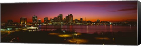 Framed Buildings lit up at night, New Orleans, Louisiana, USA Print