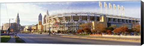 Framed Low angle view of baseball stadium, Jacobs Field, Cleveland, Ohio, USA Print