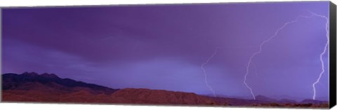 Framed Clouds lightning over the mountains, Mt Four Peaks, Phoenix, Arizona, USA Print