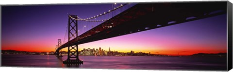 Framed San Francisco Bay Bridge with Purple Night Sky Print