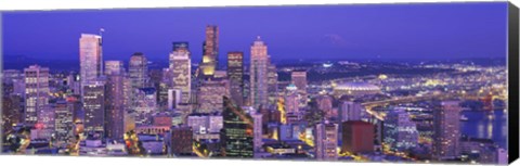 Framed USA, Washington, Seattle, cityscape at dusk Print