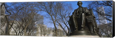 Framed Low angle view of a statue of Abraham Lincoln in a park, Grant Park, Chicago, Illinois, USA Print