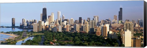 Framed Skyline with Hancock Building and Sears Tower, Chicago, Illinois Print