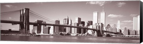 Framed Brooklyn Bridge, Hudson River, NYC, New York City, New York State, USA Print