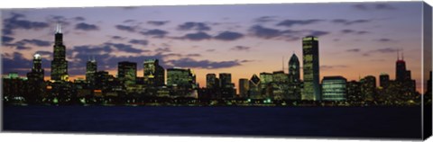 Framed Chicago Skyline at Dusk Print