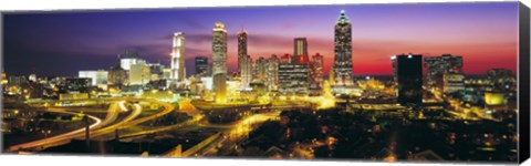 Framed Skyline, Evening, Dusk, Illuminated, Atlanta, Georgia, USA, Print