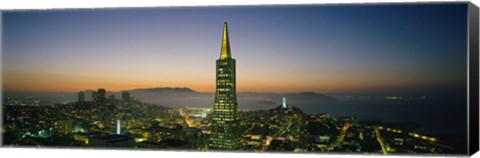 Framed Transamerica Pyramid Lit Up at Dusk, San Francisco, California Print