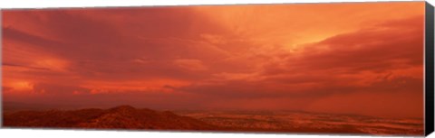 Framed Storm clouds over mountains at sunset, South Mountain Park, Phoenix, Arizona, USA Print