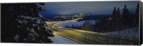 Framed Winding road running through a snow covered landscape, Anchorage, Alaska, USA Print