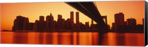 Framed USA, New York, East River and Brooklyn Bridge Print