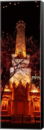 Framed Night, Old Water Tower, Chicago, Illinois, USA Print