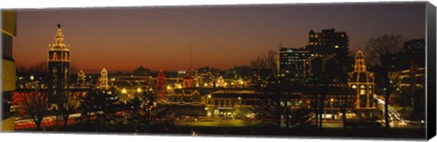 Framed Buildings lit up at night, La Giralda, Kansas City, Missouri, USA Print