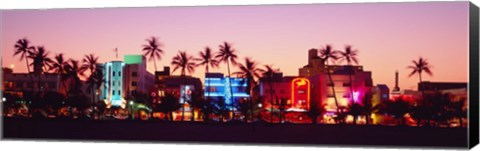 Framed Night, Ocean Drive, Miami Beach, Florida, USA Print