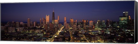 Framed Chicago Skyline at Night Print