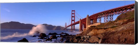 Framed Bridge across the bay, San Francisco Bay, Golden Gate Bridge, San Francisco, Marin County, California, USA Print