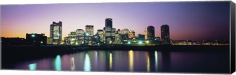 Framed Buildings lit up at dusk, Boston, Suffolk County, Massachusetts, USA Print