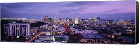 Framed San Diego Skyline at dusk Print