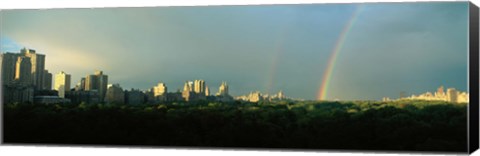 Framed Double Rainbow in a Stormy Sky Over NYC Print