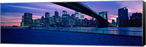 Framed Panoramic View of New York City with Purple Sky Print