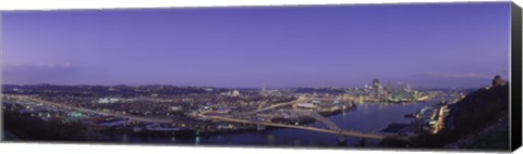 Framed Aerial view of a city, Pittsburgh, Allegheny County, Pennsylvania, USA Print