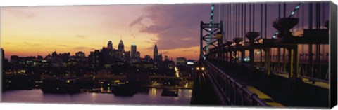 Framed Bridge over a river, Benjamin Franklin Bridge, Philadelphia, Pennsylvania, USA Print