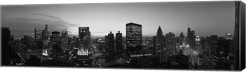 Framed Black and White View of Chicago Skyline Print