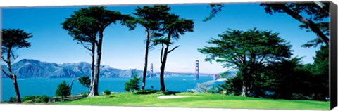 Framed Golf Course w\ Golden Gate Bridge San Francisco CA USA Print