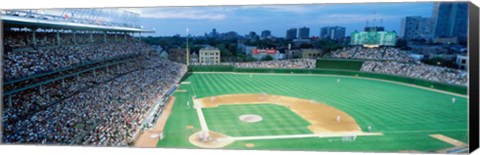 Framed High angle view of spectators in a stadium, Wrigley Field, Chicago Cubs, Chicago, Illinois, USA Print