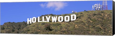 Framed Low angle view of a Hollywood sign on a hill, City Of Los Angeles, California, USA Print