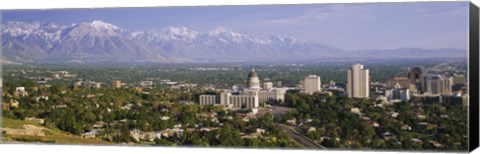 Framed High angle view of a city, Salt Lake City, Utah, USA Print