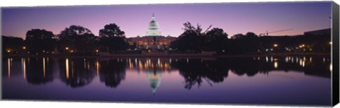 Framed Reflection of a government building in a lake, Capitol Building, Washington DC, USA Print