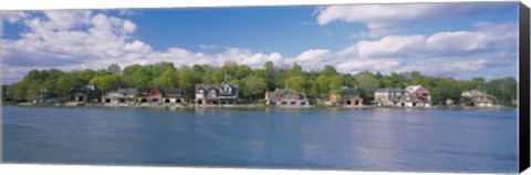 Framed Boathouses near the river, Schuylkill River, Philadelphia, Pennsylvania, USA Print