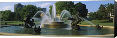 Framed Fountain in a garden, J C Nichols Memorial Fountain, Kansas City, Missouri, USA Print