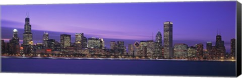 Framed Chicago Skyline with Purple Sky Print