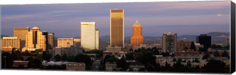 Framed Cityscape at sunset, Portland, Multnomah County, Oregon, USA Print