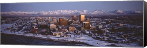 Framed Anchorage at the base of Chugach Mtns AK USA Print
