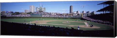 Framed Baseball match in progress, Wrigley Field, Chicago, Cook County, Illinois, USA Print