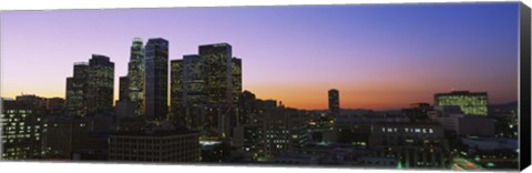 Framed Silhouette of skyscrapers at dusk, City of Los Angeles, California, USA Print