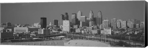Framed Philadelphia Skyline (black &amp; white) Print