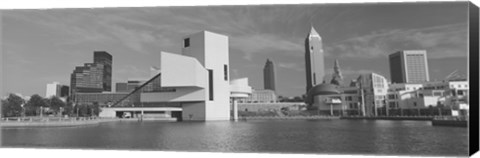 Framed Buildings at the waterfront, Rock And Roll Hall of Fame, Cleveland, Ohio, USA Print