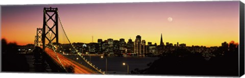 Framed San Francisco Bay Bridge with Moon in Sky Print