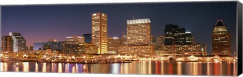 Framed Baltimore Lit Up at Dusk, Maryland Print