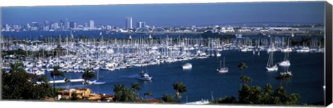 Framed Boats moored at a harbor, San Diego, California, USA Print