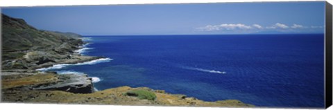 Framed High angle view of a coastline, Oahu, Hawaii Islands, USA Print