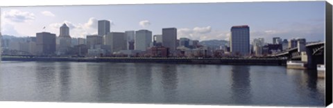 Framed Skyscrapers along the river, Portland, Oregon, USA Print