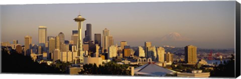 Framed High angle view of buildings in a city, Seattle, Washington State, USA Print